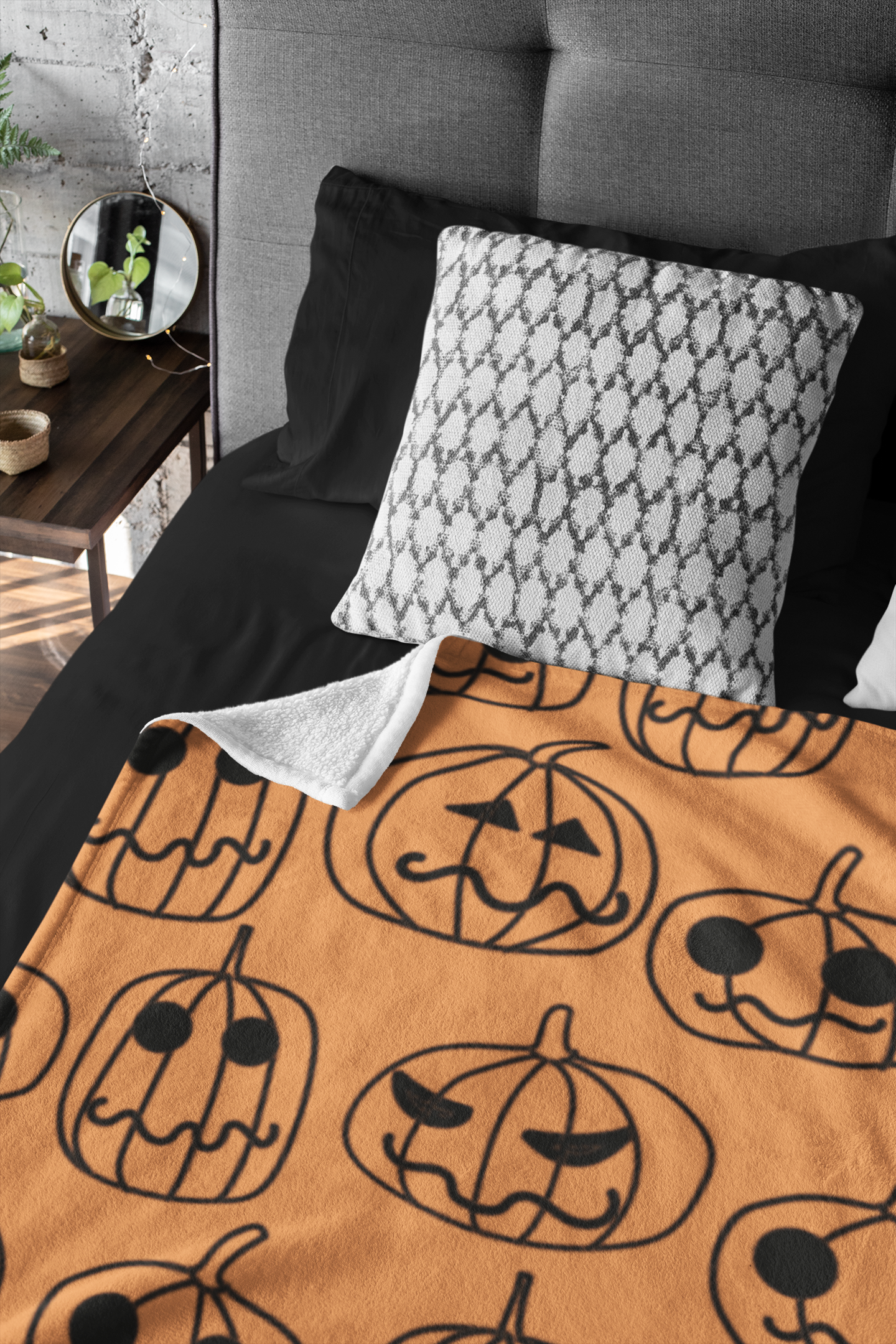 Pumpkin Face Halloween Cozy Plush Fleece Blanket - 50x60