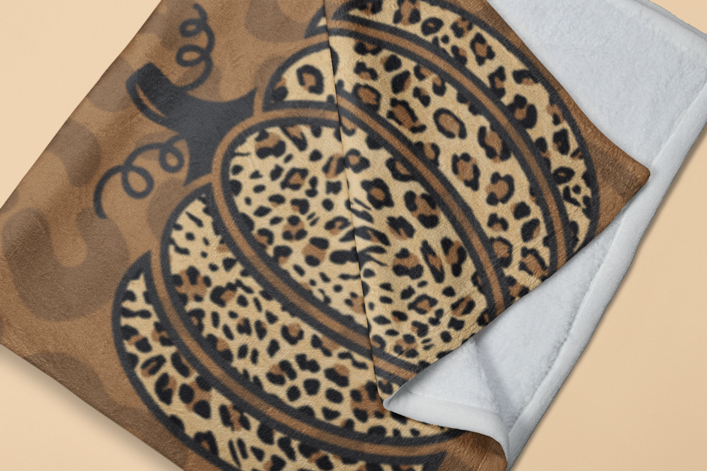 Cheetah Pumpkin Halloween Cozy Plush Fleece Blanket - 50x60