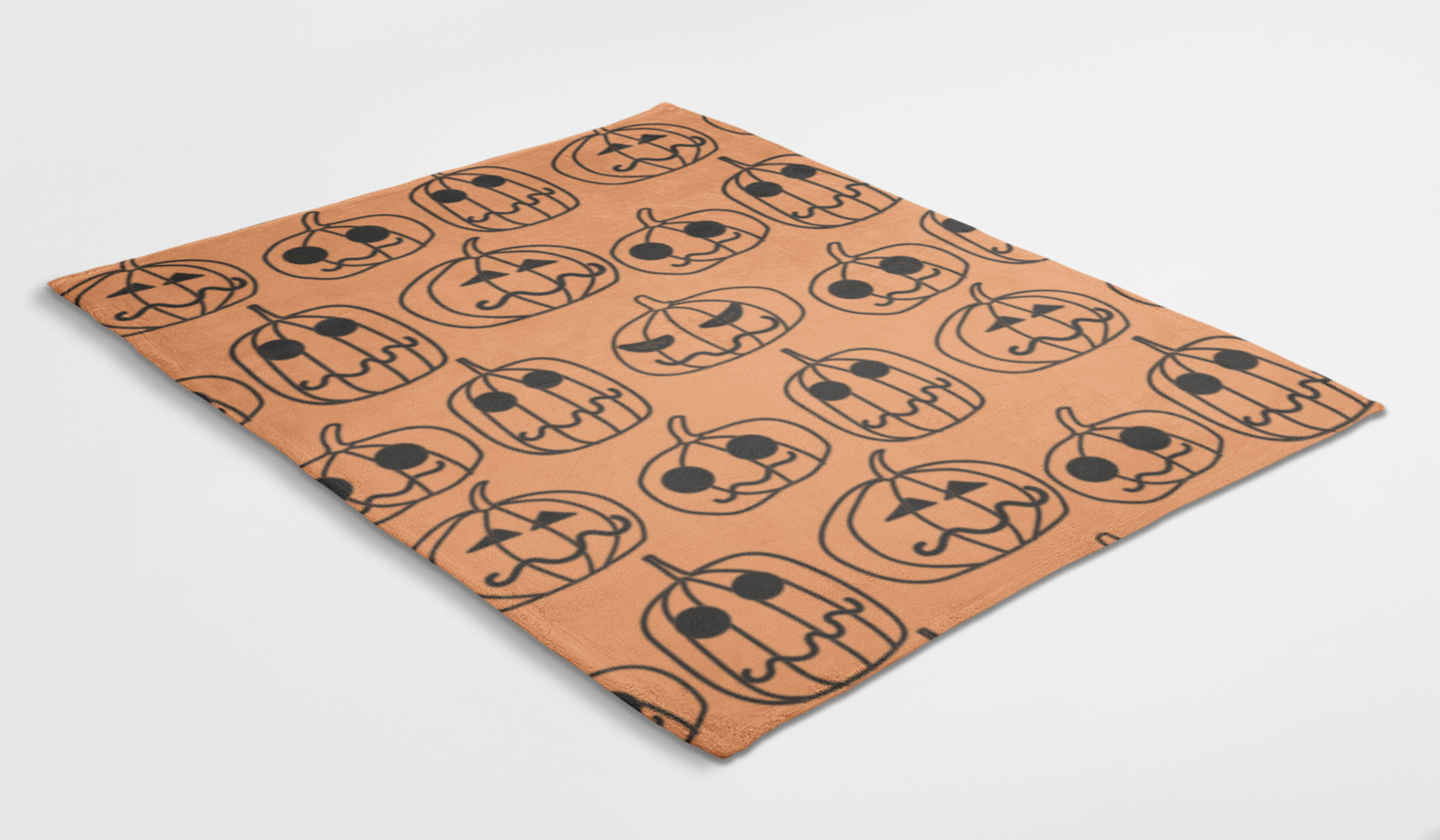 Pumpkin Face Halloween Cozy Plush Fleece Blanket - 50x60
