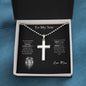 Stainless Cross Necklace w/ Ball Chain & MC - To My Son (Love Mom)