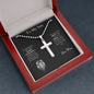 Stainless Cross Necklace w/ Ball Chain & MC - To My Son (Love Mom)