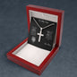 Stainless Cross Necklace w/ Ball Chain & MC - To My Son (Love Mom)