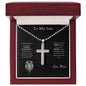 Stainless Cross Necklace w/ Ball Chain & MC - To My Son (Love Mom)