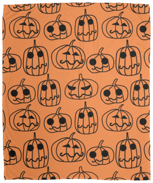 Pumpkin Face Halloween Cozy Plush Fleece Blanket - 50x60
