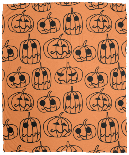Pumpkin Face Halloween Cozy Plush Fleece Blanket - 50x60