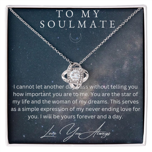 Love Knot Necklace - To My Soulmate (Yellow & White Gold Finish)