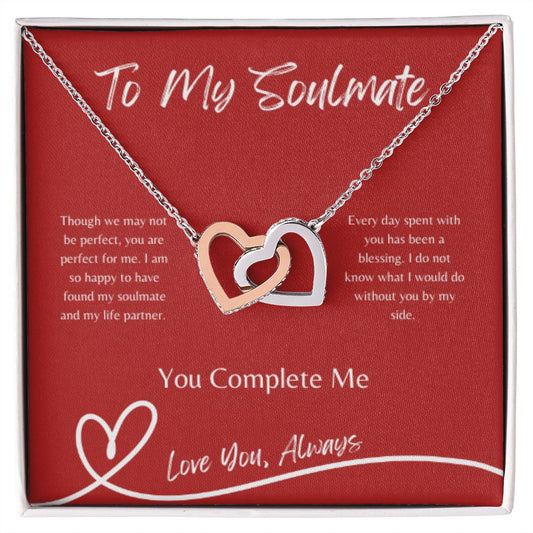 Interlocking Hearts Necklace - To My Soulmate
