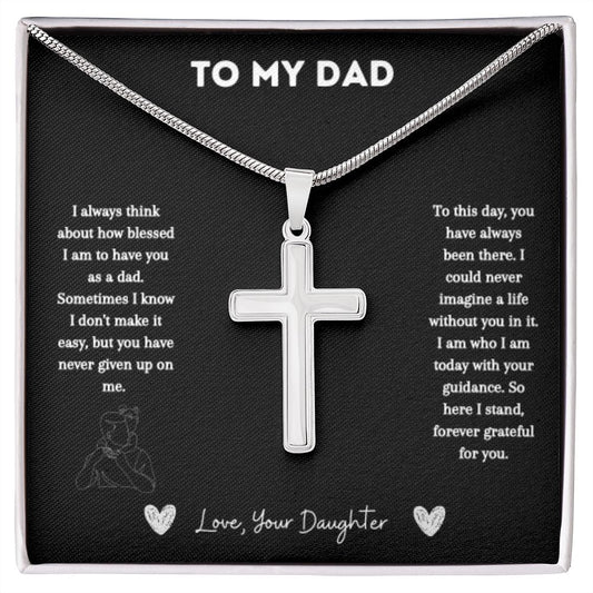 Stainless Cross Necklace - To My Dad (Love, Your Daughter)